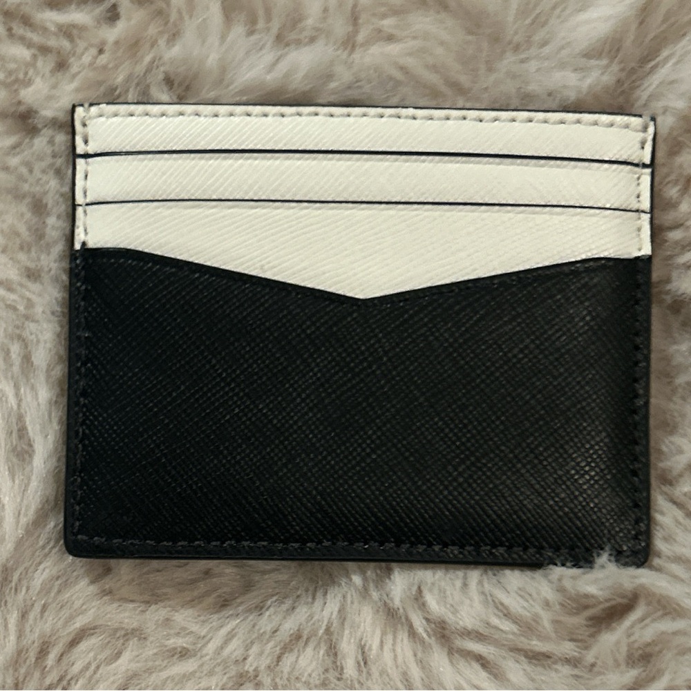 Kate Spade Staci Slim Color Block Card Holder Black and Cream NWT - Picture 2 of 5
